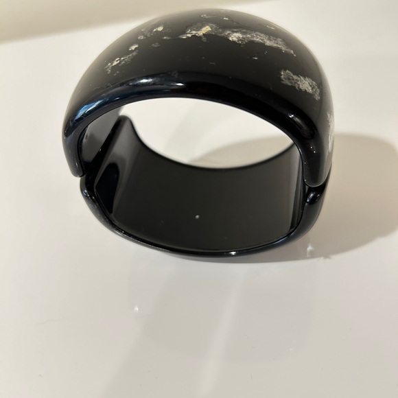 Kenneth Lane Black Lucite Plastic Bangle Bracelet Oval Vintage - Picture 4 of 11